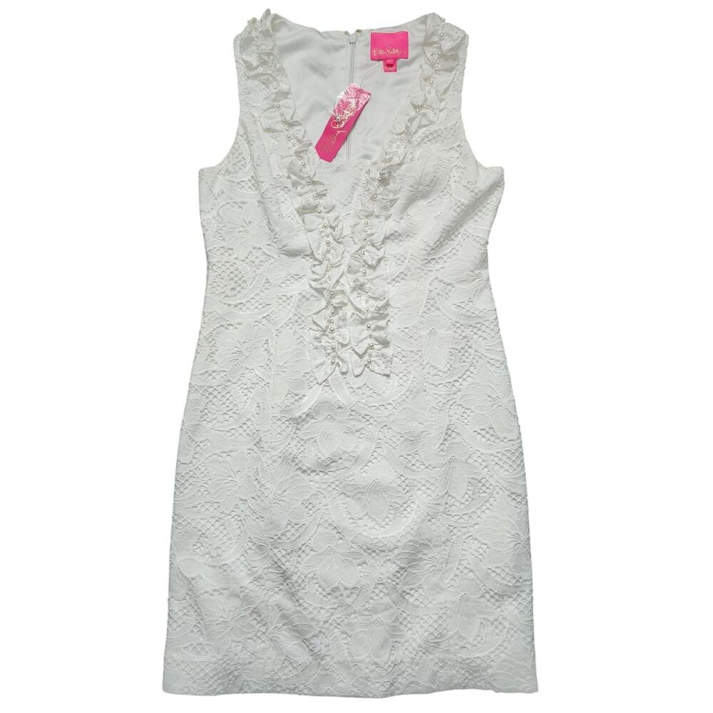 NWT Lilly Pulitzer Kiera Shift Dress Resort White Floral Vines Lace Size 10